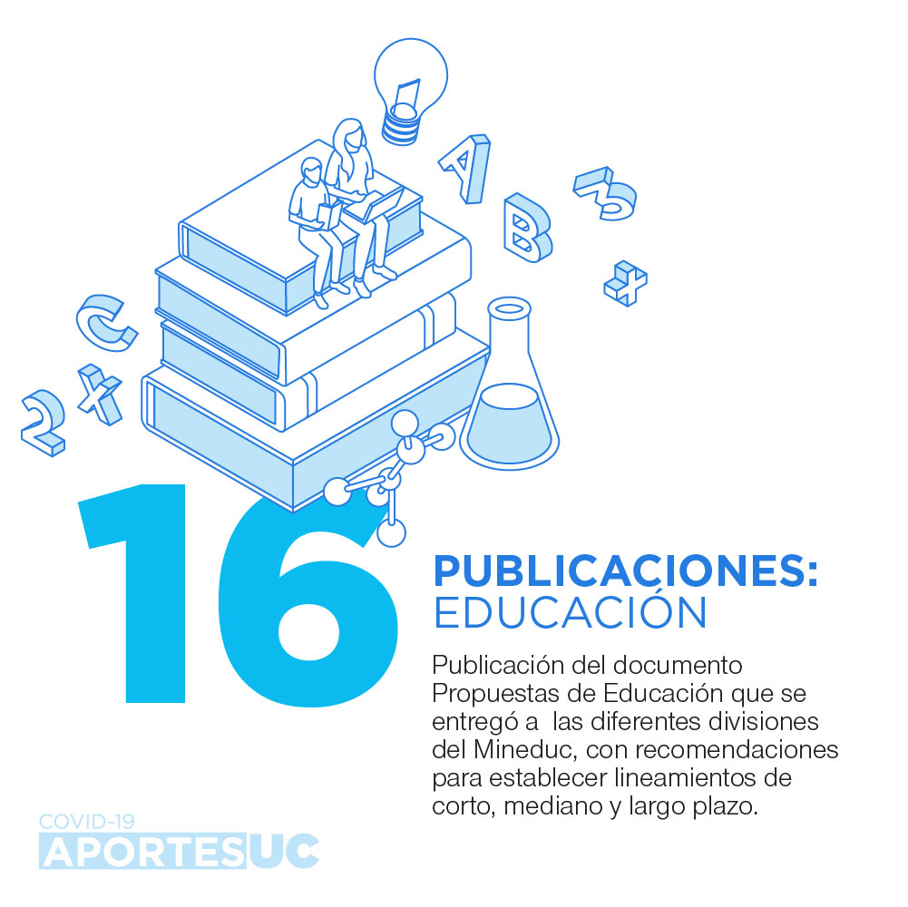 Infografía que muestra cómo la UC busca aportar con recomendaciones en temas de educación en período de pandemia, con la publicación del documento Propuestas de Educación.