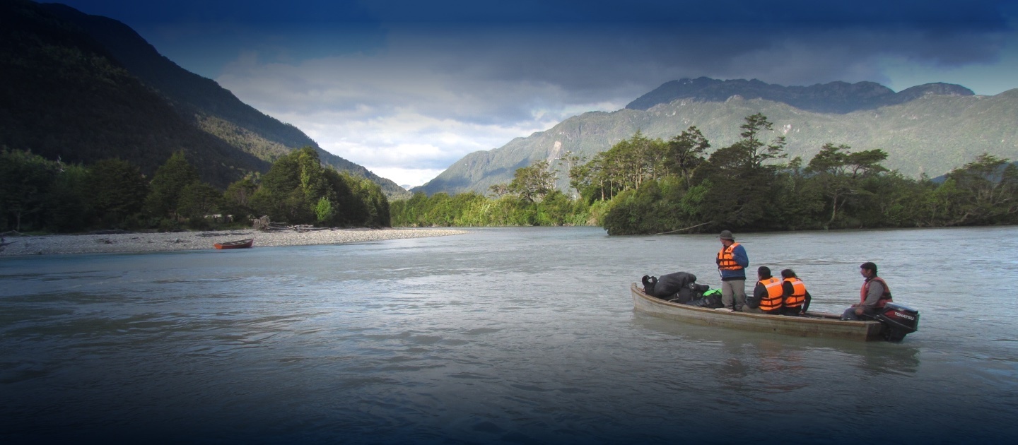 Boat in the fjords of Patagonia