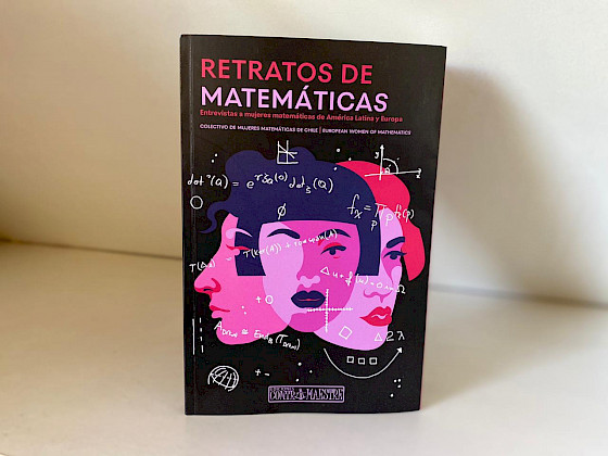Libro que en su portada tiene ilustraciones de rostros de mujeres en colores rosado, además de simbolos matematicos
