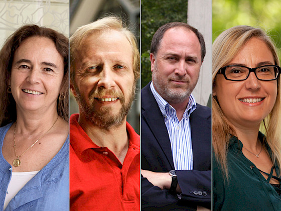 Fotos con los cuatro profesores elegidos para representar a los académicos en el Consejo Superior de la UC.