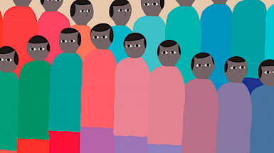 Ilustración de personas con ropa de diferentes colores