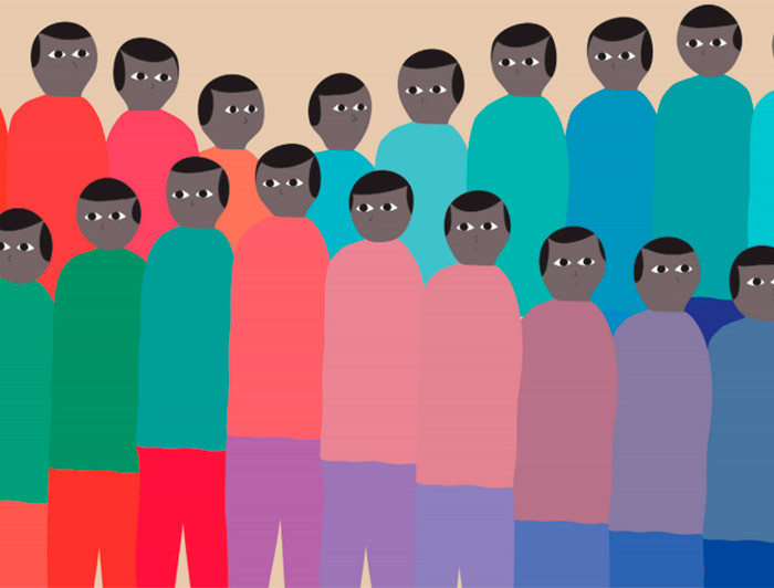 Ilustración de personas con ropa de diferentes colores
