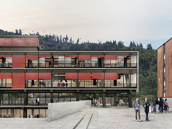 Foto de uno de los patios de campus Lo Contador de Providencia.