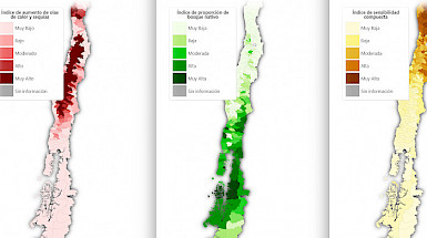 mapas de Chile con zonas en diferentes colores