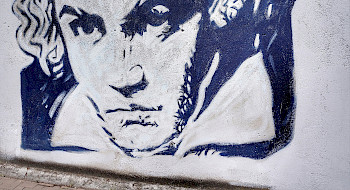 Pintura callejera del compositor musical Beethoven.