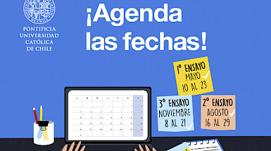 Gráfica que dice ¡Agenda las fechas! con las fechas de cada prueba