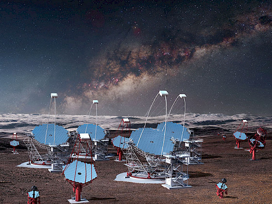 Picture of a computational model of the antennas in the desert.