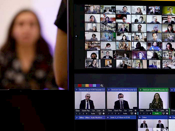 Foto de pantalla donde se ven personas reunidas en zoom