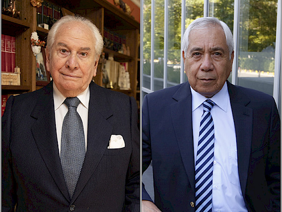 Retratos de los profesores José Luis Cea en su hogar, y el José Ignacio González, en campus San Joaquín.