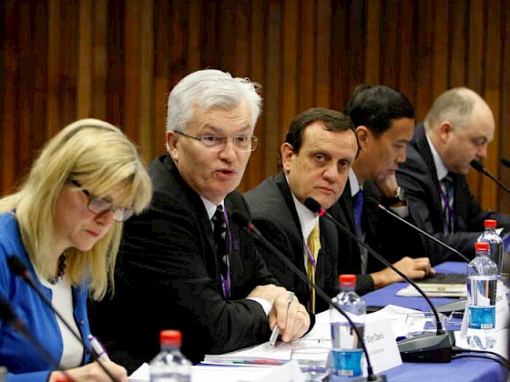 president Sánchez attending an international meeting