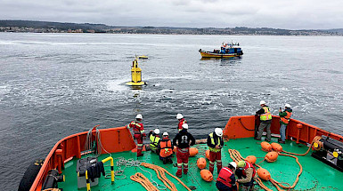 Power buoy installed in the ocean