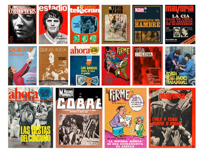 Collage con las revistas de la antigua editorial Quimantú.