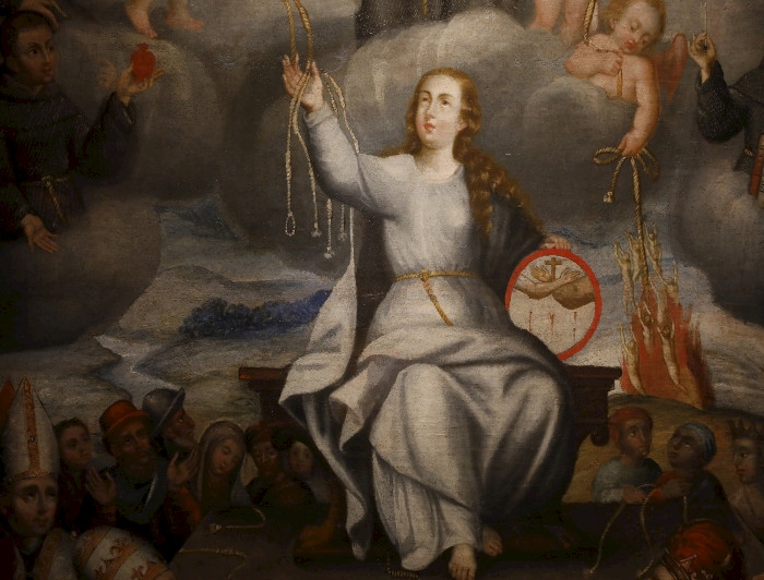Imagen de una santa barroca de la colección de arte virreinal Gandarillas. 
