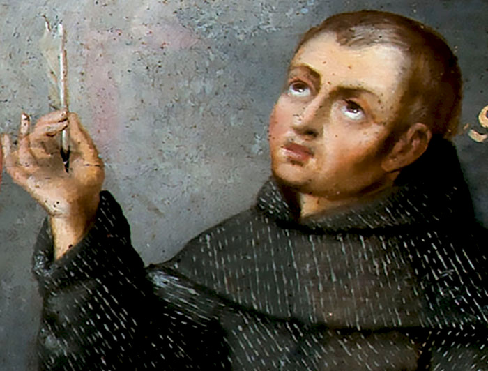 San Pascual Bailón retratado en la obra "Alegoría del triunfo de la Orden Franciscana o de los Frailes Menores".