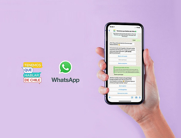 imagen correspondiente a la noticia: "Tenemos que Hablar de Chile lanza junto a WhatsApp un canal para aportar al proceso constituyente"