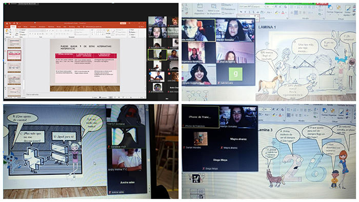 El académicoLos profesores destacan que además de las matemáticas y destrezas científicas, los escolares desarrollan habilidades transversales como la comunicación, el trabajo colaborativo y la importancia de la interdisciplinariedades. (Imagen: Sesiones de los talleres por Zoom)