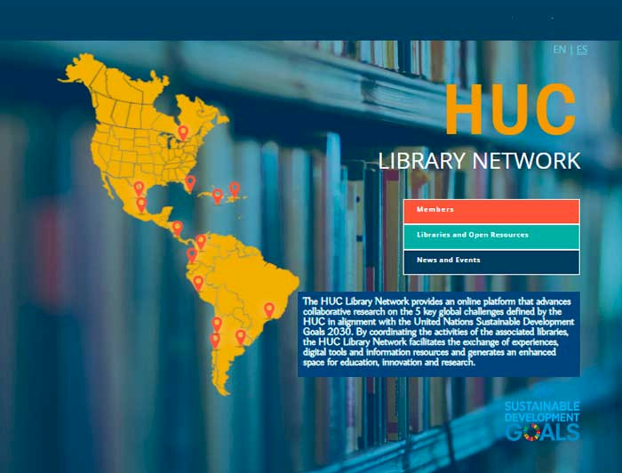 Mapa de América tomado del sitio web de la red de bibliotecas HUC