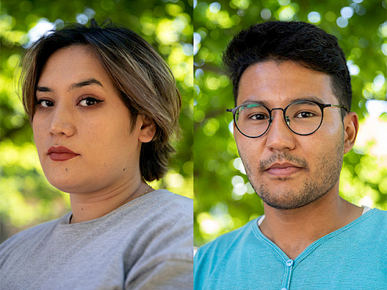 Fotos de una afgana y un afgano refugiados en Chile