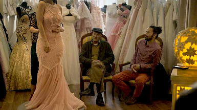 Fotografía de mujer palestina con vestido de boda.