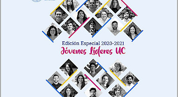 Afiche con la foto de los 22 estudiantes UC destacados