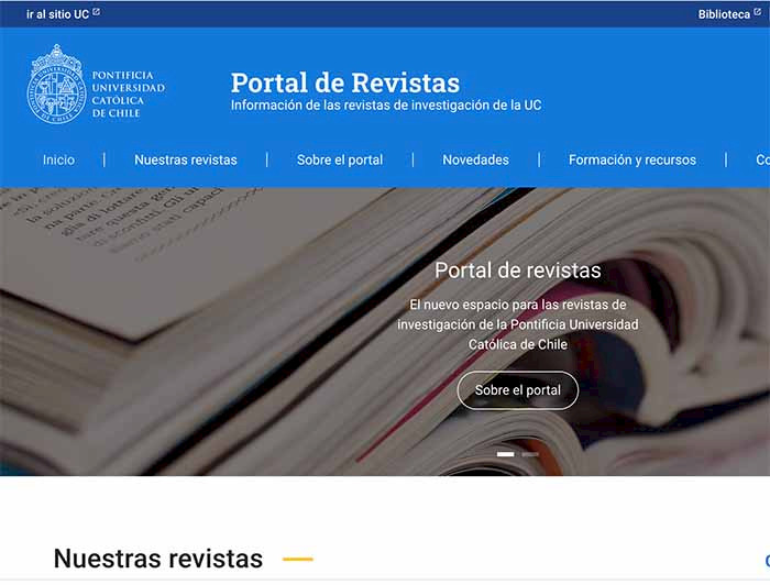 Pantallazo de la web del Portal de Revistas UC 