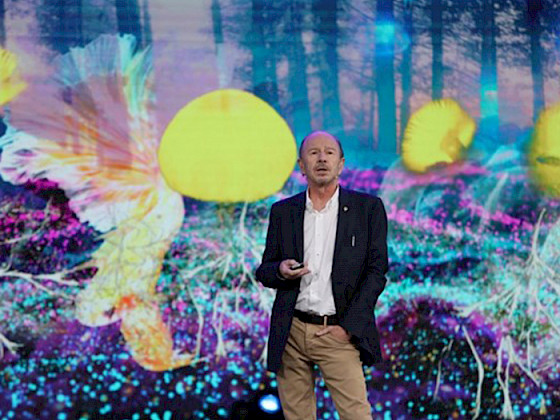 Profesor Francisco Bozinovic durante su exposición en el Congreso Futuro 2022.- Foto Karina Fuenzalidaa