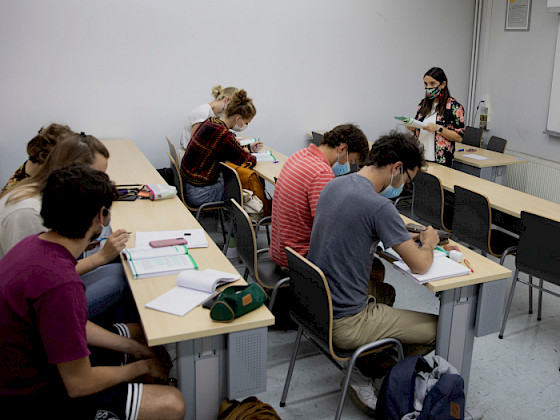 Students at Spanish classes.