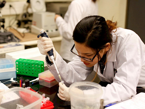 Alumna en laboratorio.- Foto Karina Fuenzalida