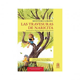 Las travesuras de Naricita: dibujo de una niña sentada en la rama de un árbol.