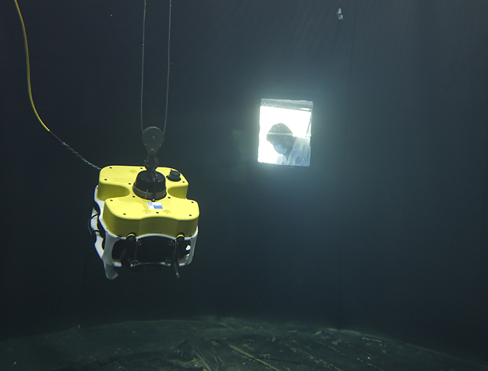 An underwater robot is being tested.