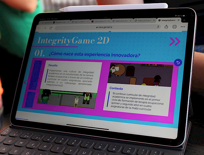 Pantalla de computador donde se ve el juego Integrity Game 2D