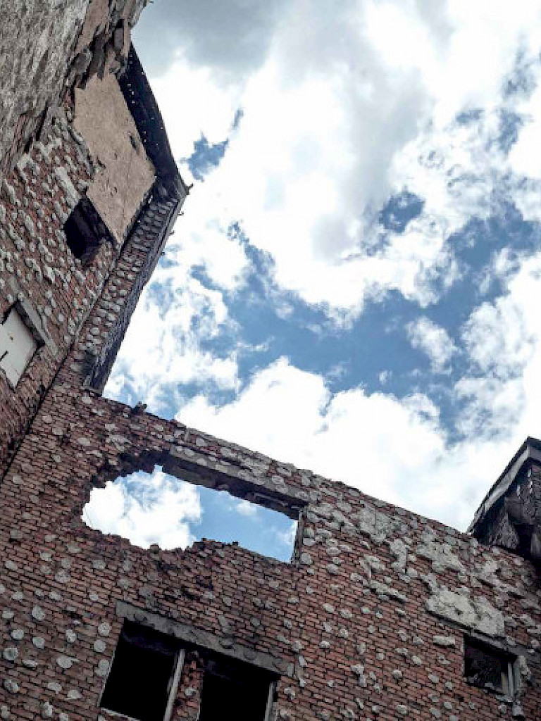 A view of the Irpin ruins.