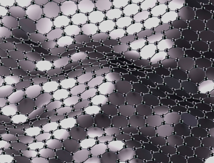 3D illustration of a graphene molecular lattice. 