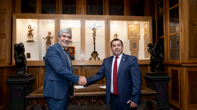Rectores Carlos Saavedra (UdeC) y Cristhian Mellado (UCSC) , nuevo presidente Red G9.- Foto PUCVe