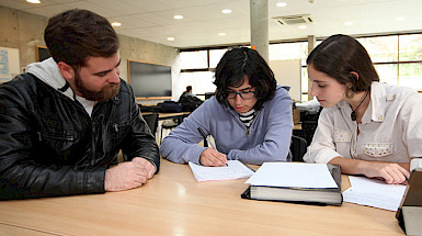 Estudiantes estudiando en la biblioteca