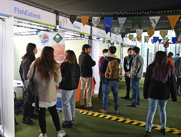 Personas recorren feria de emprendimientos en el Festival de Innovación y Futuro UC.