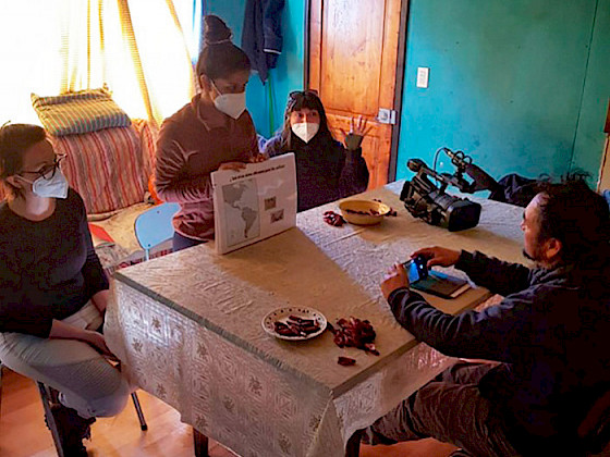 The research team interviewing a study participant about Mapuche ancestry.