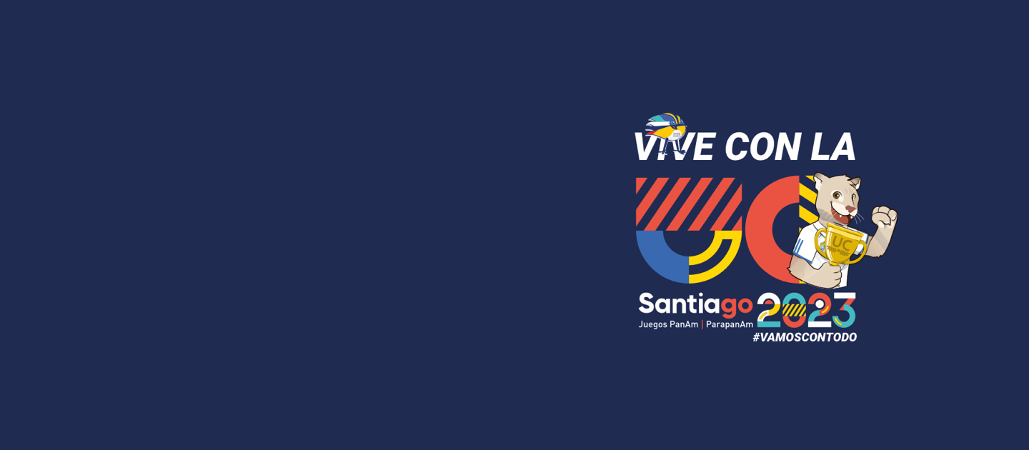 Imagen de Vive con la UC los Panamericanos Santiago 2023 con fondo azul