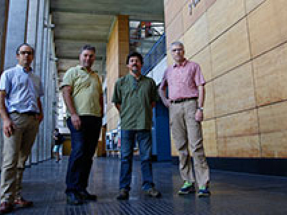 Pablo Osses (Geografía UC); Alexander Siegmund (U. Heidelberg); Alejandro Salazar (Geografía UC) y Marcus Koch (U. Heidelberg.