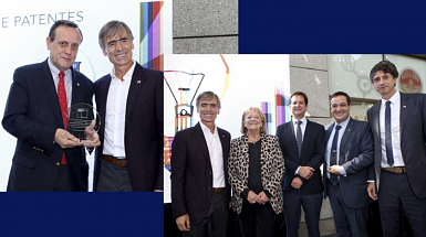 Rector Ignacio Sánchez recibiendo galardón de manos de los ministros de Ciencia y Economía. Además, la académica UC, Gloria Montenegro, fue reconocida por su gran trayectoria y aportes en materia científica.