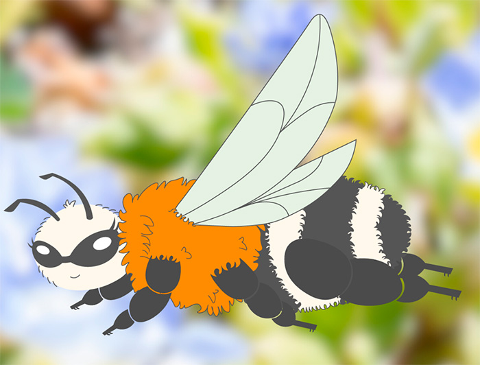 Ilustración de la abeja La Caupo, personaje que guía el aprendizaje. 