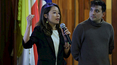 Chinese student presenting