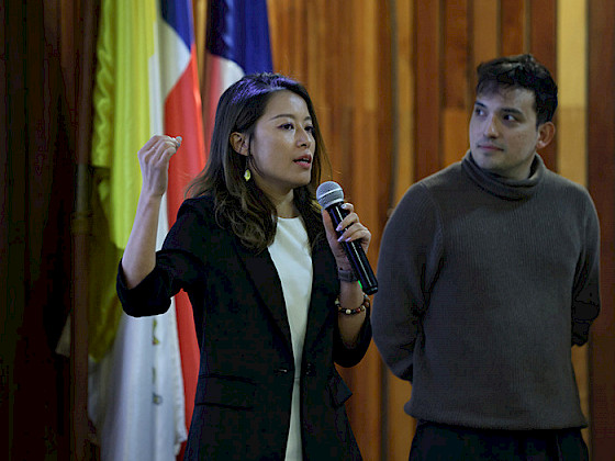 Chinese student presenting