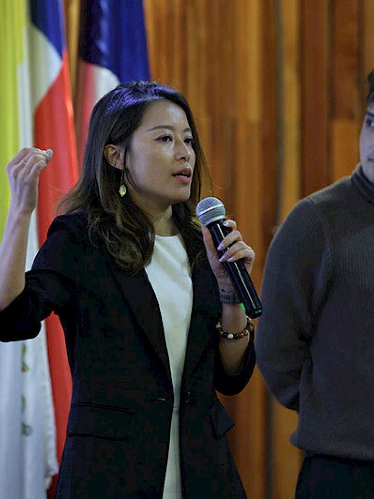 Chinese student presenting