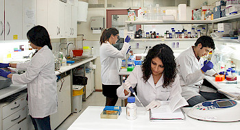 Estudiantes trabajando en un laboratorio