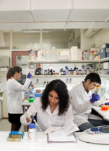 Estudiantes trabajando en un laboratorio