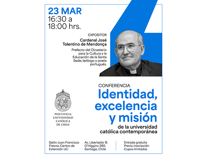 Gráfica de la conferencia del cardenal José Tolentino de Mendonça en la UC.