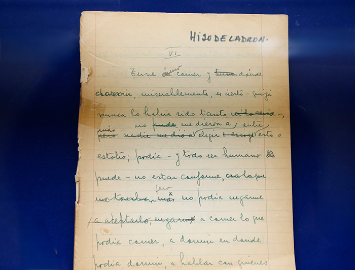 Manuscrito de Manuel Rojas