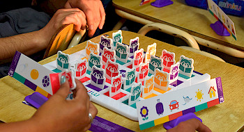 Tablero y manos de jugadores