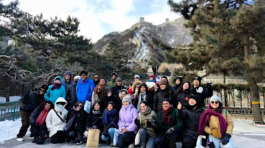 Students at the Great Wall of China
